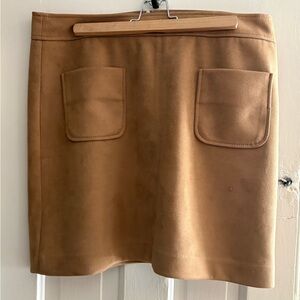 LOFT Camel Faux Suede Mini Skirt with Pockets